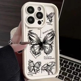 Capa De Telefone Borboleta Linhas De Esboço De Arte Para Samsung Galaxy A54 A14 A34 S23 FE A13 A23 A33 A53 A32 A52 A52S S23 S24 Ultra S22 Plus S21 S20