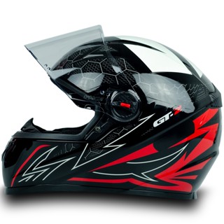 Capacete Moto GT2 FW3 Branco Vermelho Brilhante Tamanho 56 Narigueira