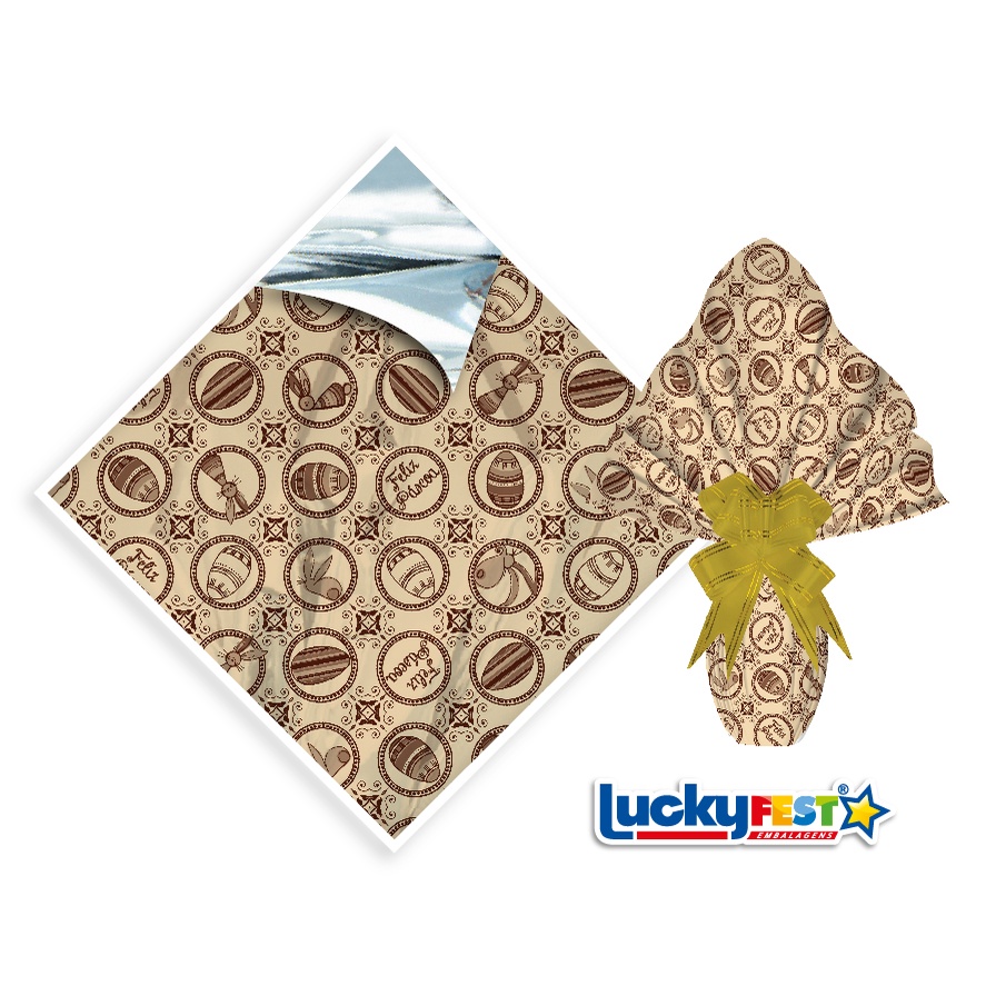 25 FOLHAS P/ OVO DE PÁSCOA METALIZADA 69X89 MARFIM DELUX  Luckyfest