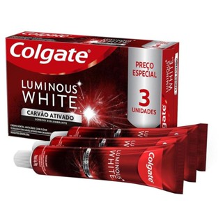 Kit Creme Dental Colgate Luminous White Carvão Ativado Com 3 Unidades