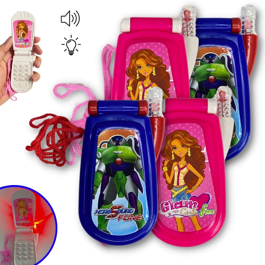 Kit 4 Celular De Brinquedo Com Som E Luz Telefone Infantil