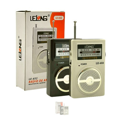Rádio Portátil Am/fm Le-652 Lelong Mini Pilha Fone De Ouvido em Oferta na Shopee