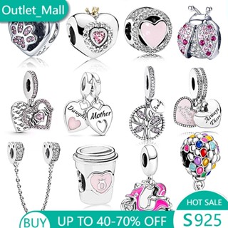 S925 Berloque Love Heart Silver 925 Charme Para Pulseira Pan