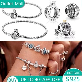 S925 Pulseira Bracelete De Coroa Diamante Cobra Pan Berloque Pingente Charmes Corrente de Prata 925