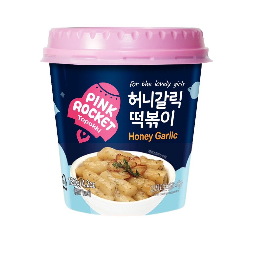 Topokki Bolinho de Arroz Coreano Instantâneo sabor Alho e Mel Pink Rocket Copo - 120 gramas em Oferta na Shopee