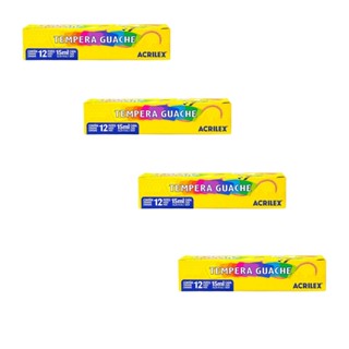 Tempera Guache 12 Cores Acrilex - Kit 4 Caixas em Oferta na Shopee