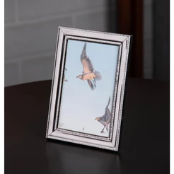 Porta Retrato de Aço Inox Balls Prata 10x15cm Wolff para Foto Decoração Sala Quarto Escritório Mesa Aparador Estante Lar