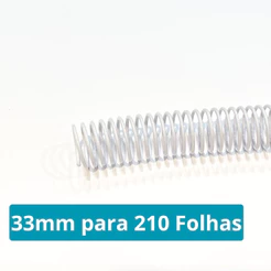 Espiral para Encadernação 33mm Branco Ofício para 210 Folhas 90g - 10, 20, 30, 40 ou 50 unidades