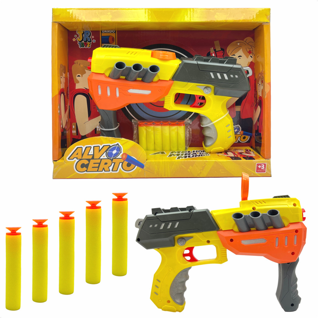 Pistola Lança Projéteis Com Acessorios Arma De Brinquedo Lançadora Dardos Nerfs