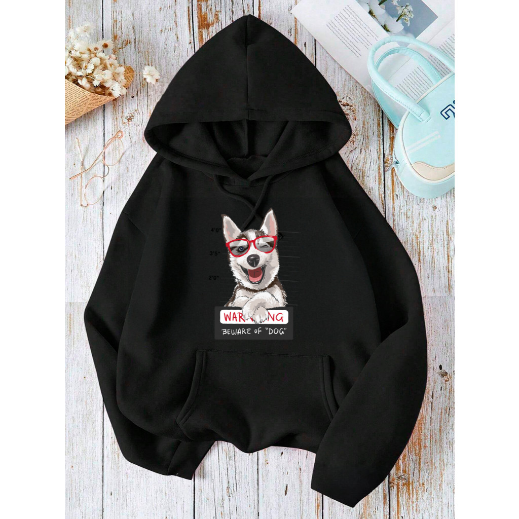 Moletom  Canguru Blusa de Frio Capote Capuz Bolso Canguru Cachorro Husky Siberiano