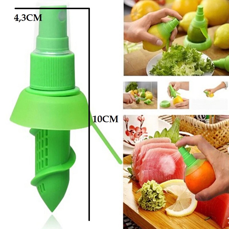Spray Pulverizador  Verde 4,3x4,3x10cm E Borrifador De Laranja E Limão Frutas Multiuso Universal