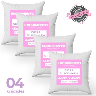 Kit Com 4 Unidades Enchimento Almofada Refil 45x45 Silicone Branco - Larienxovais
