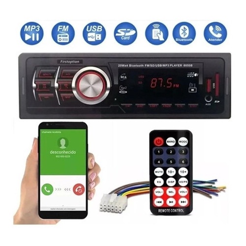 RÁDIO MP3 BT USB SD COMANDO VOZ 8850B FIRST ÁUDIO - Spare Parts and Accessories for Vehicles