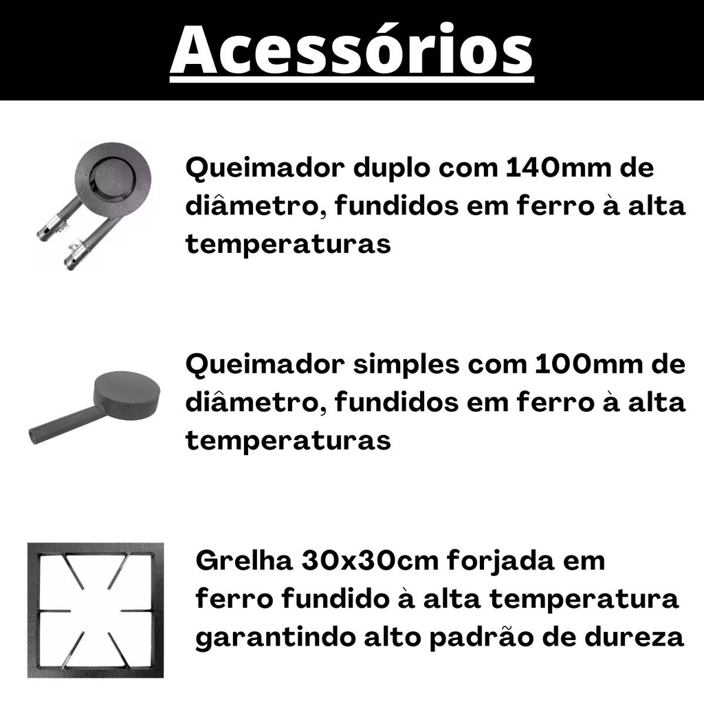 Fogão Industrial 3 Bocas 2QS 1QD Baixa Pressão P7 com Forno 66L de Piso