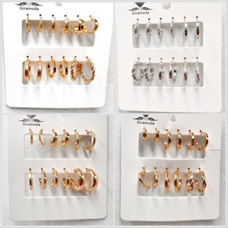 6 Pares De Brincos E Acessórios Criativos Simples Moderno Exagerada Banhado a Ouro 18k Prata 925