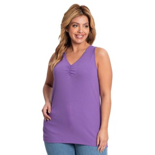 Blusa Feminina Plus Size Canelada Secret Glam Roxo
