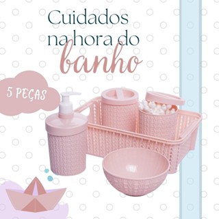 Kit Higiene Bebê Textura Trama Enxoval Presente Bebê 5 Peças