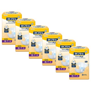 Kit 6 Fraldas Geriátricas Bigfral Derma Plus XG com 7un cada