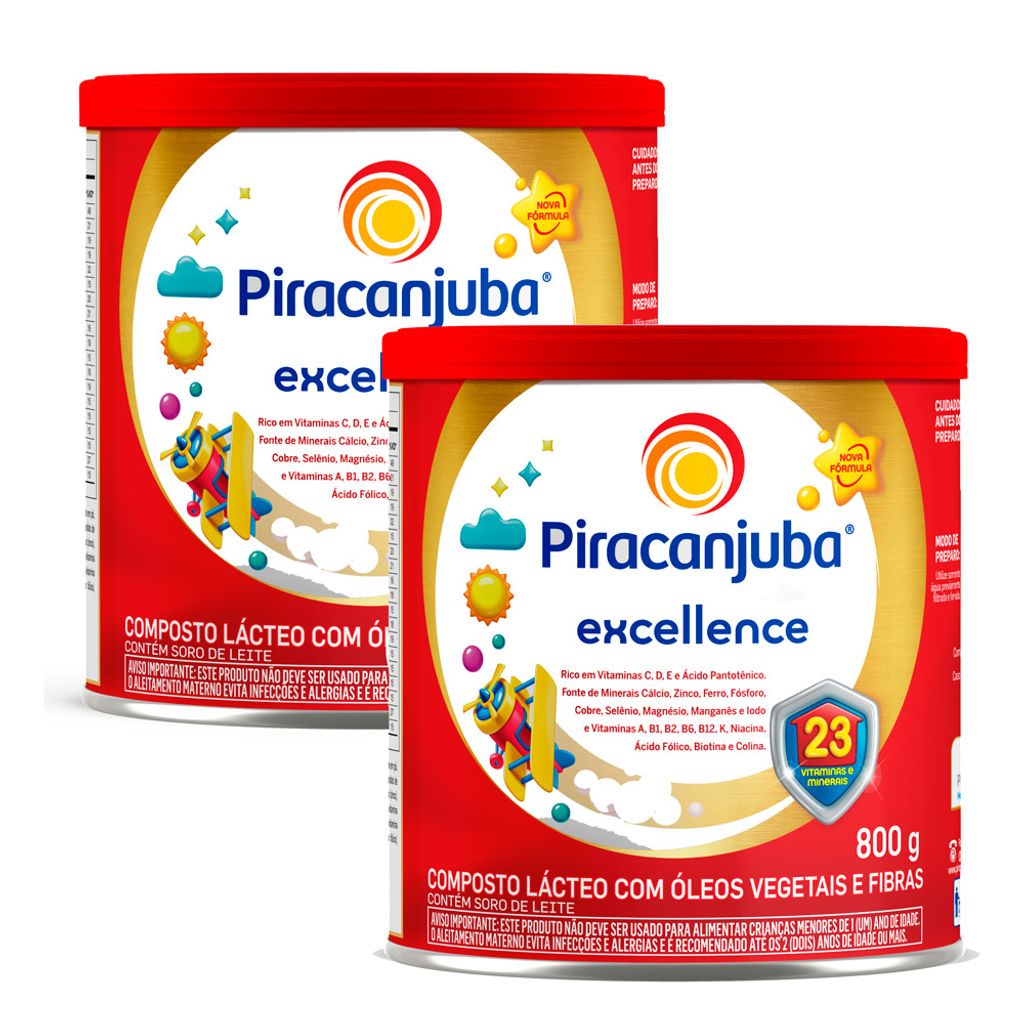 Kit 2 Composto Lácteo Piracanjuba Excellence Lata 800g em Oferta na Shopee