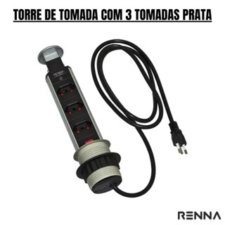 TORRE DE TOMADA COM 3 TOMADAS PRATA - RENNA
