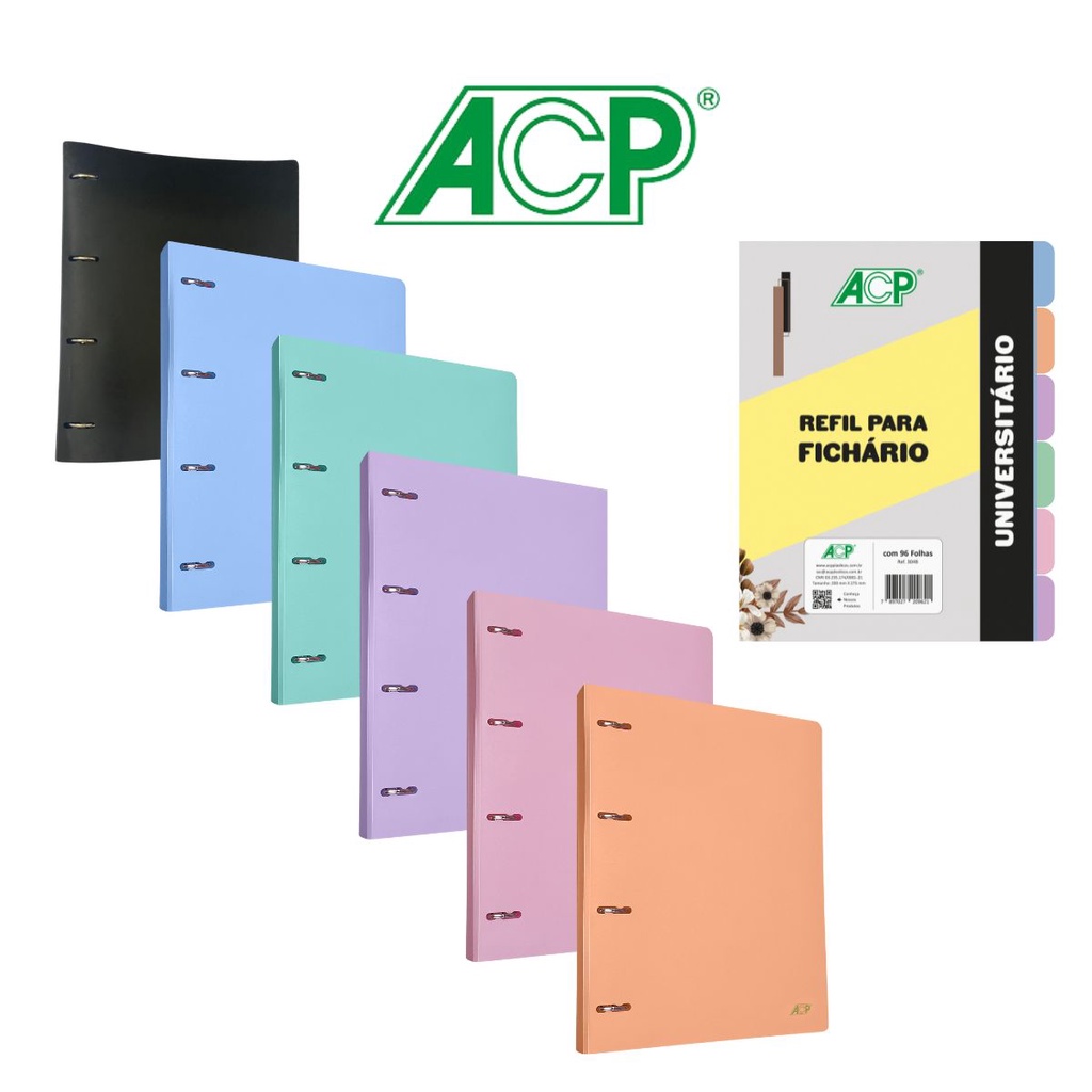 Fichário  Argolado Sweet PP + Bloco Refil 96 fl + Divisórias em Oferta na Shopee