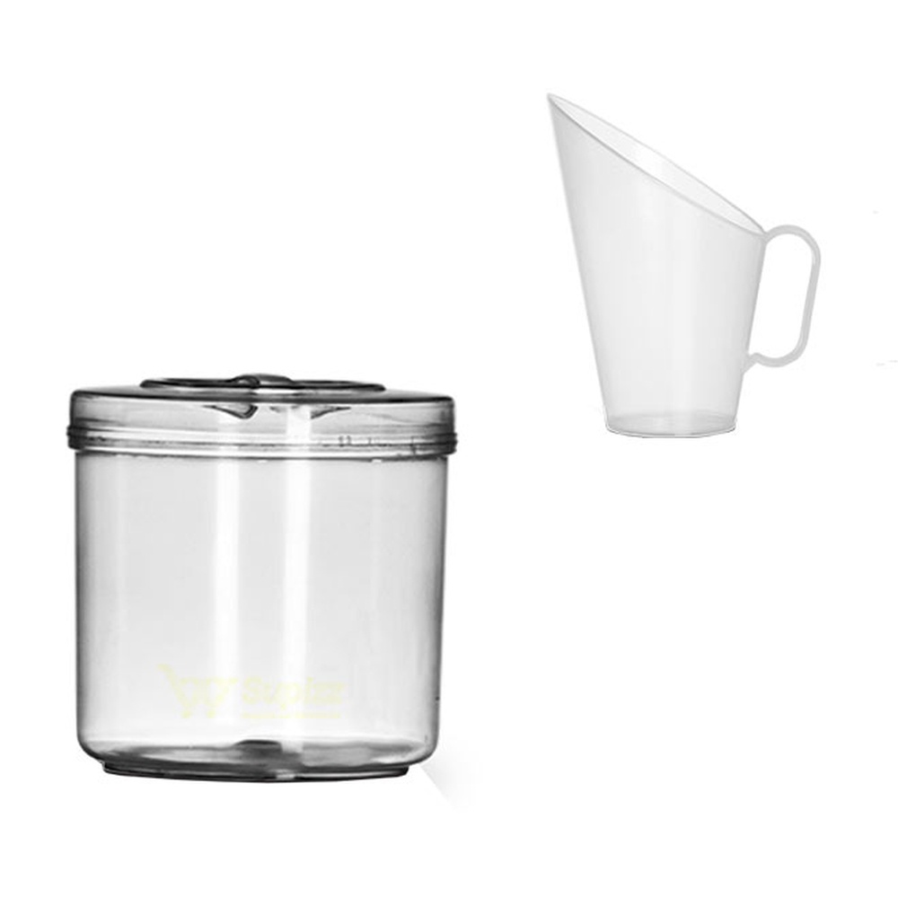 KIT - 1 POTE EM ACRILICO P/ GRANEL CEREAIS ALIMENTOS REDONDO 2,5L C/ TAMPA + 1 CONCHA