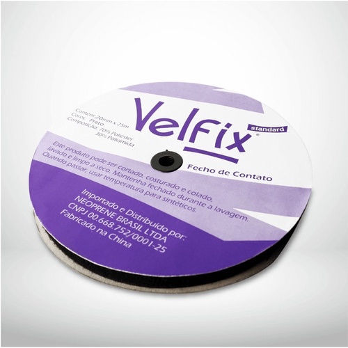 Fecho De Contato Para Costura 25mm Rolo C/ 25 Metros Velfix