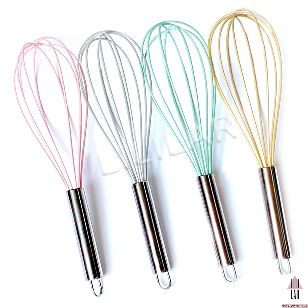 Fue de Silicone Inox Batedor Ovos Massas Bolos Fouet Bate Clara 30cm