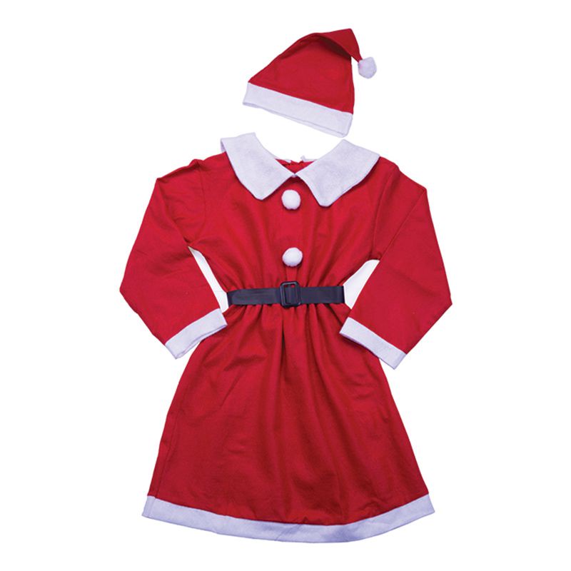 Roupa de Mamãe Noel Natal Natalino Gorro Vestido Cinto Fantasia (8803)