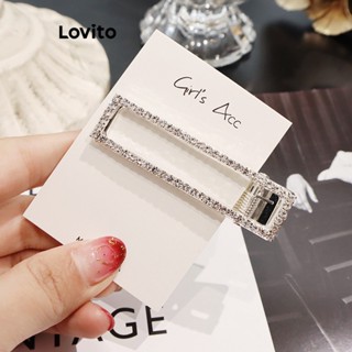Lovito Grampos De Cabelo Casuais De Strass Liso Para Mulheres LNA32388 (Ouro/Prata)