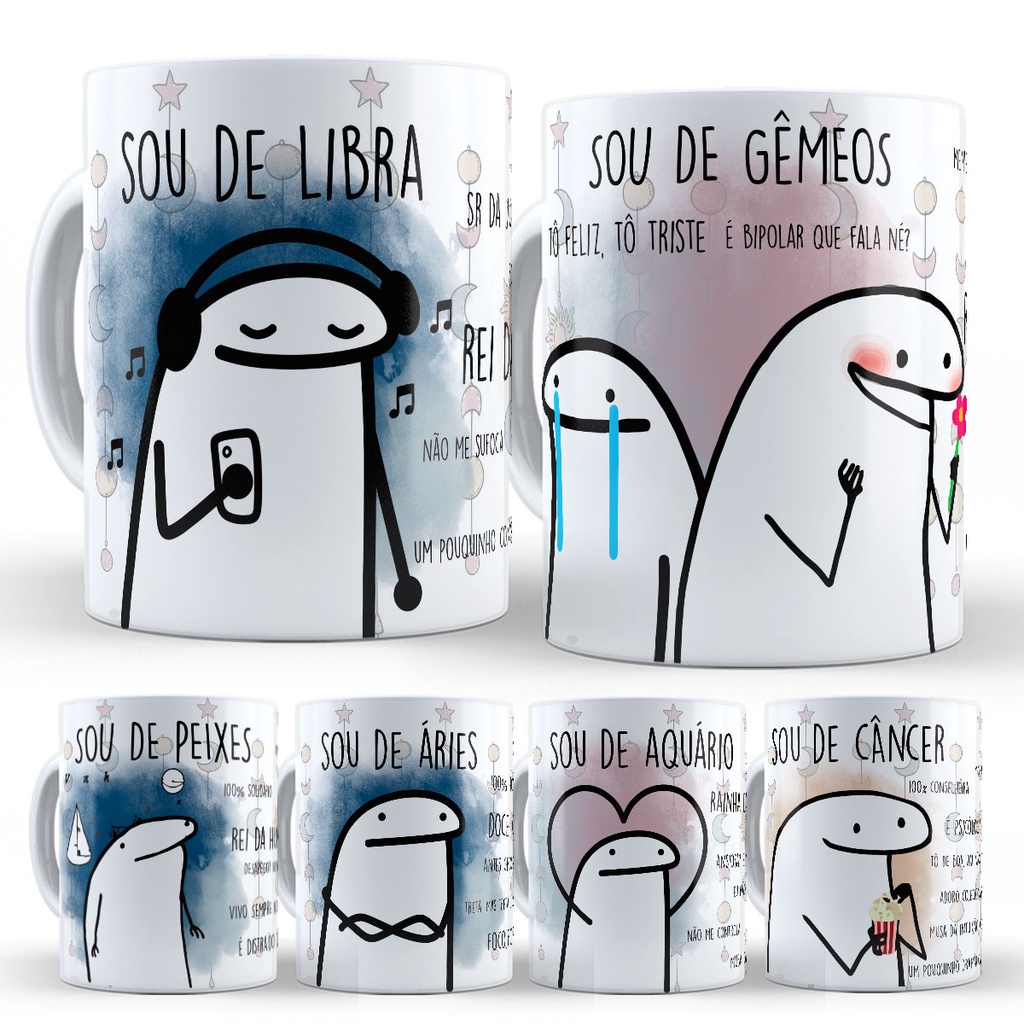 Imagem Caneca Personalizada Porcelana Signos Signo Flork Virgem Leão Libra Aquário Peixes Escorpião Aries Touro Gemeos Cancer Sagitário Capricórnio