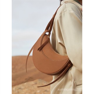 Polene paris nicho design de bolsa de ombro único feminino bolsa de laço lunar com padrão de lichia bolsa de couro sela axila