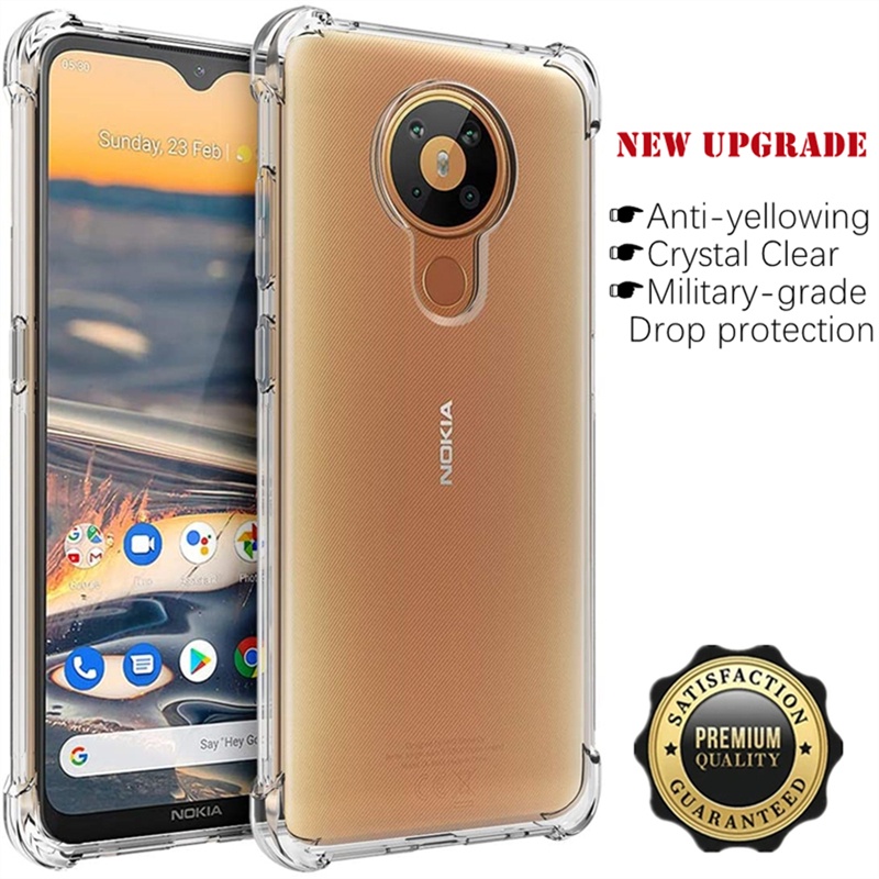 【 Crystal Clear 】 For Nokia 5.3 TA-1234 1223 1227 1229 Estojo De Gel De Borracha Macia Transparente De Grau Militar Anti-Riscos Pele De Capa Traseira Resistente A Arranhões em Oferta na Shopee