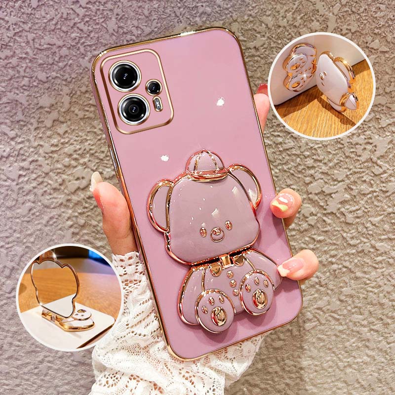 Capa Para Telefone À Prova De Choque Motorola Moto E13 G13 G23 G24 G84 G54 G72 De Proteção Do Suporte Urso De Bebê Com Chapéu 3D