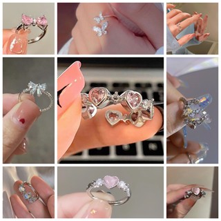 Novo Anel Borboleta Ajustável De Chegada Com Diamante Rosa Para Mulheres , Design Criativo De Conjunto