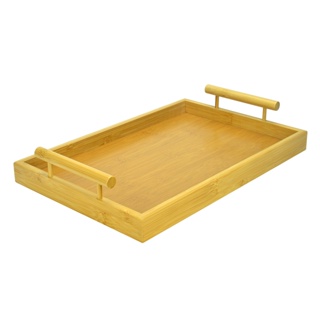 Bandeja de Bambu Retangular 36cm Servir Café na Cama Alça em Oferta na Shopee