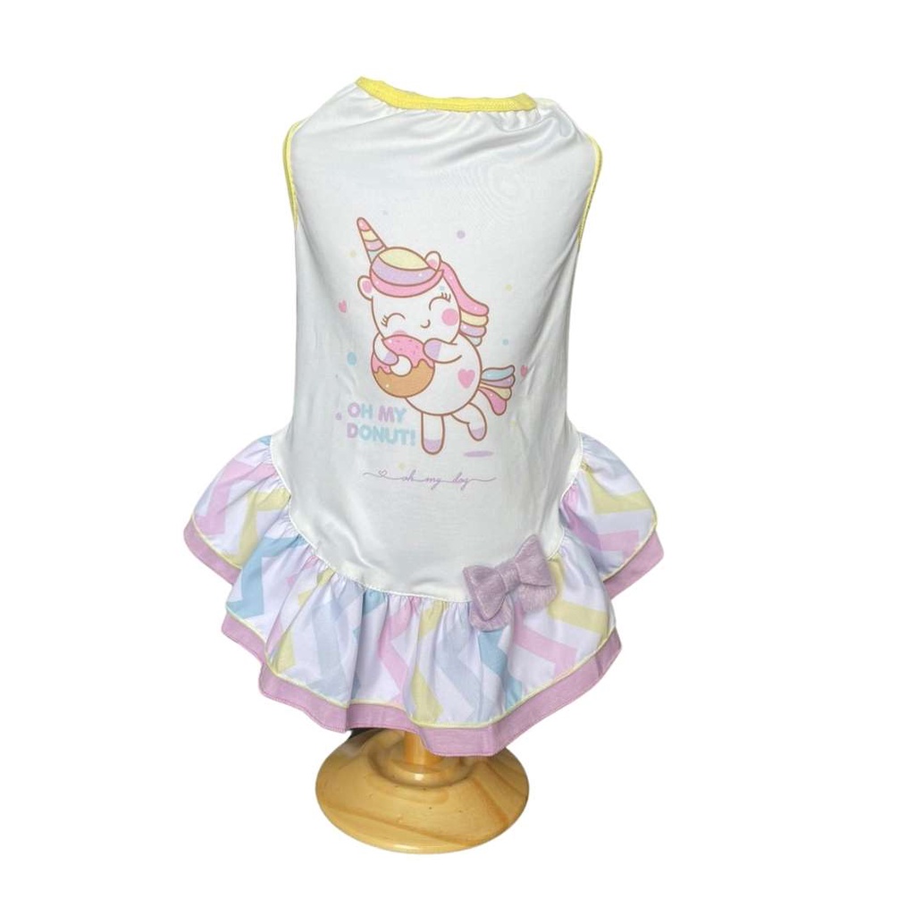Vestido para cachorra e gata Oh My Donut com proteção solar UV