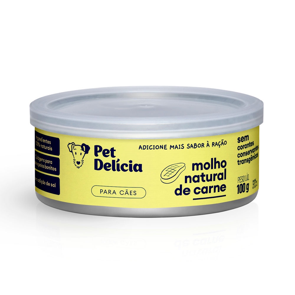 Molho Natural Para Cães Pet Delícia Sabor Carne 100g - Pets