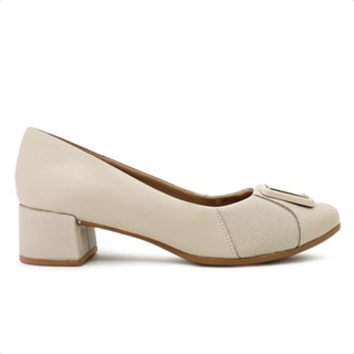 Scarpin Usaflex Salto Bloco Enfeite Feminino