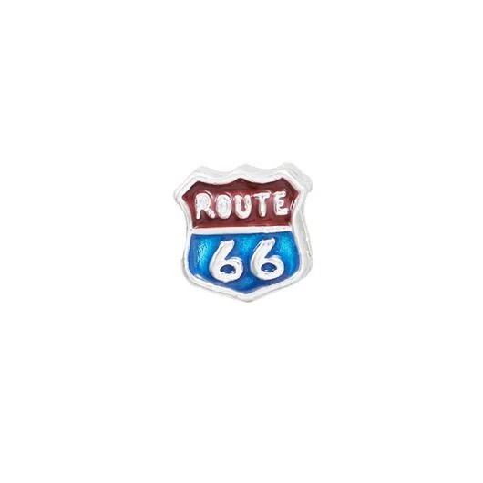 Berloque Pingente Route 66 banho Prata Pulseiras Berloques