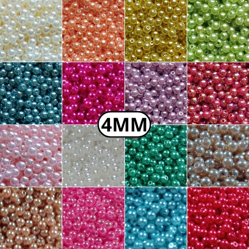 Pérolas  lisa 200 á 600 pçs 4MM cores diversas p/ bijuterias, colar, pulseira, brinco e artesanato
