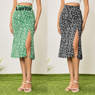 Lovito Casual Saia Feminina Floral com Zíper LBA05176 (Multicolorido)