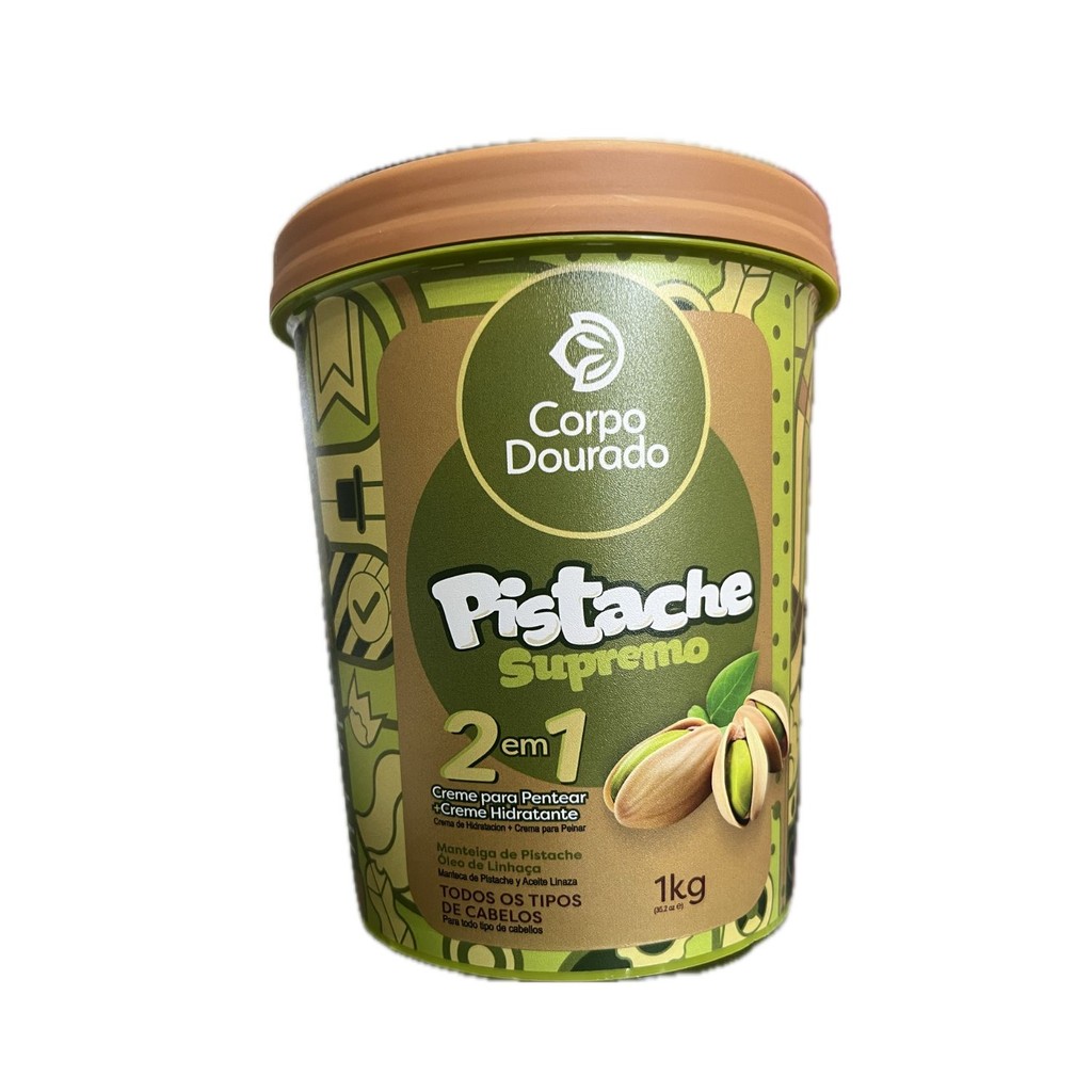 Creme Pentear e Hidratante Pistache Supremo Corpo Dourado – Hidratação e Nutrição 2 em 1 (1kg) em Oferta na Shopee