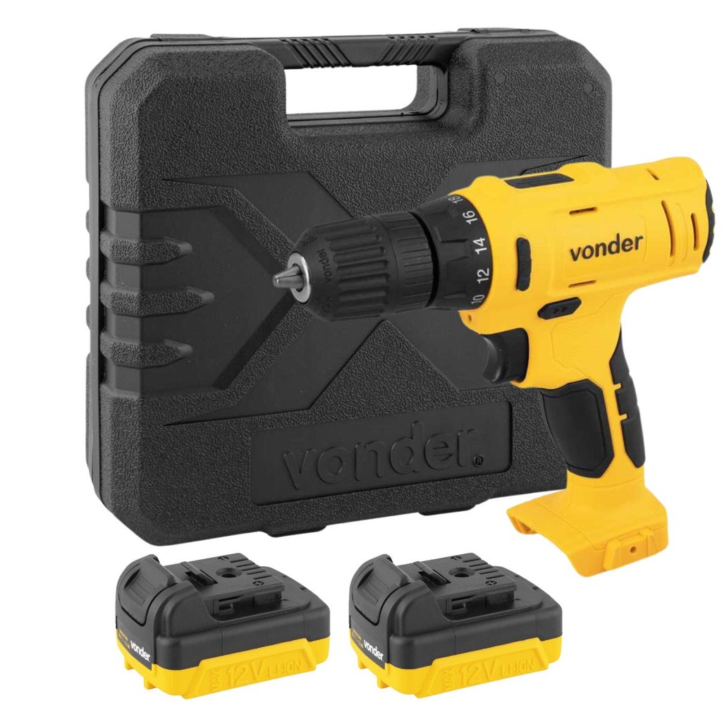 Parafusadeira Furadeira Sem Impacto Com Duas Baterias 12v Vonder