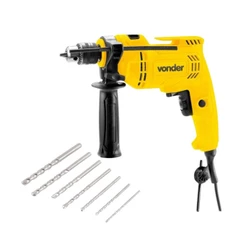 Kit Furadeira com Impacto 110V e Jogo de Brocas 7 pçs Vonder