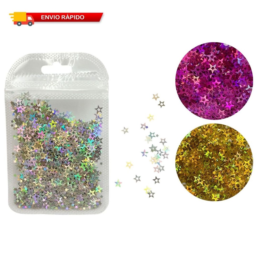 Paetê Lantejoula Mini Estrela Vazada Para Resina Chaveiros 4MM em Oferta na Shopee