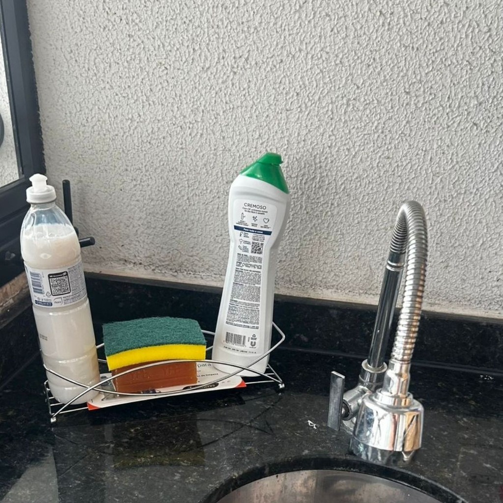 Organizador Para Pia Porta Detergente Casa Cozinha Cromado em Oferta na Shopee