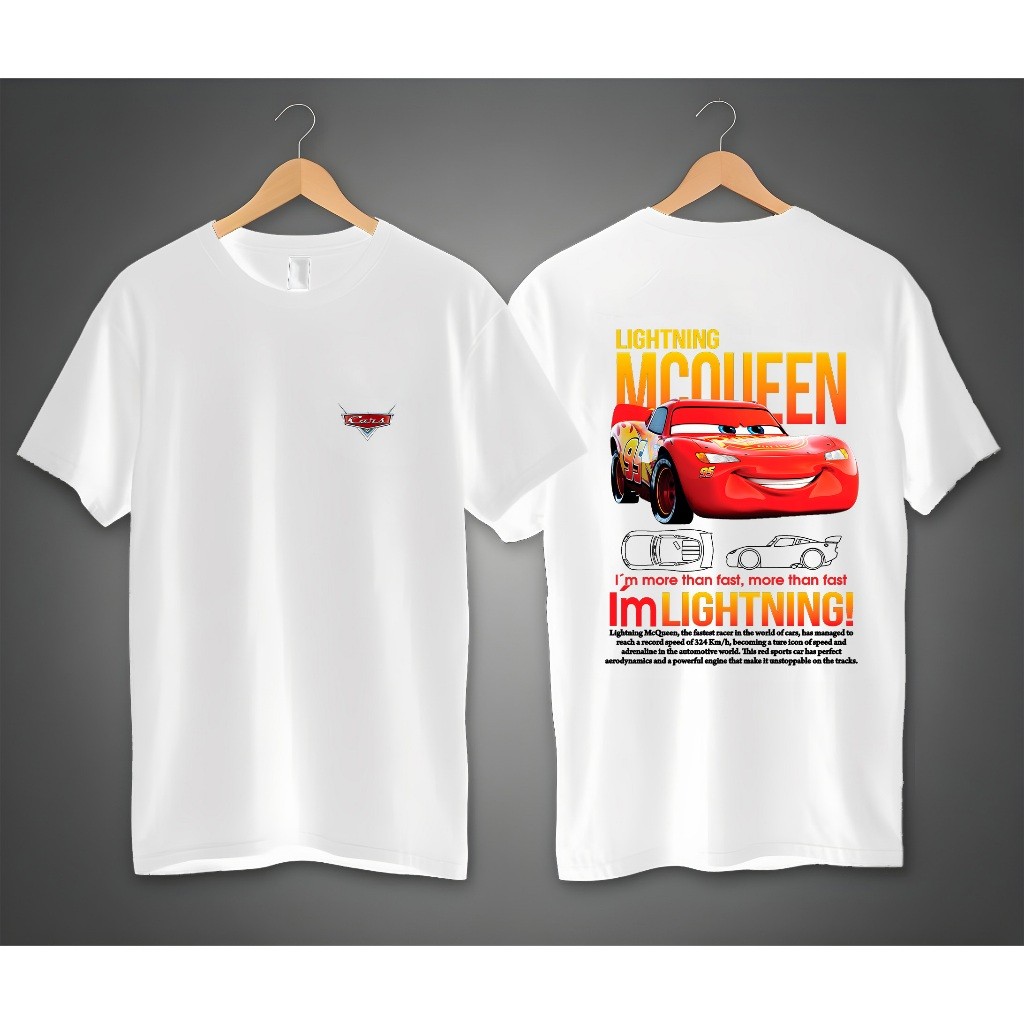 Camiseta Básica 100 % Algodão Camisa  Relâmpago McQueen Lançamento Envio Imediato