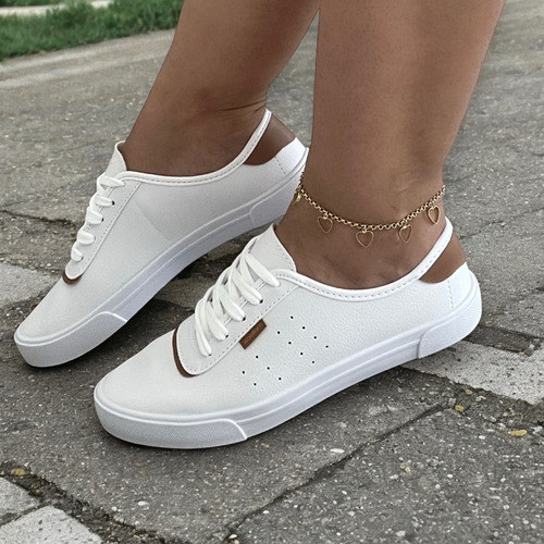 Tênis Feminino Moleca Napa Branco Macio Casual Original Confortável Dia A Dia