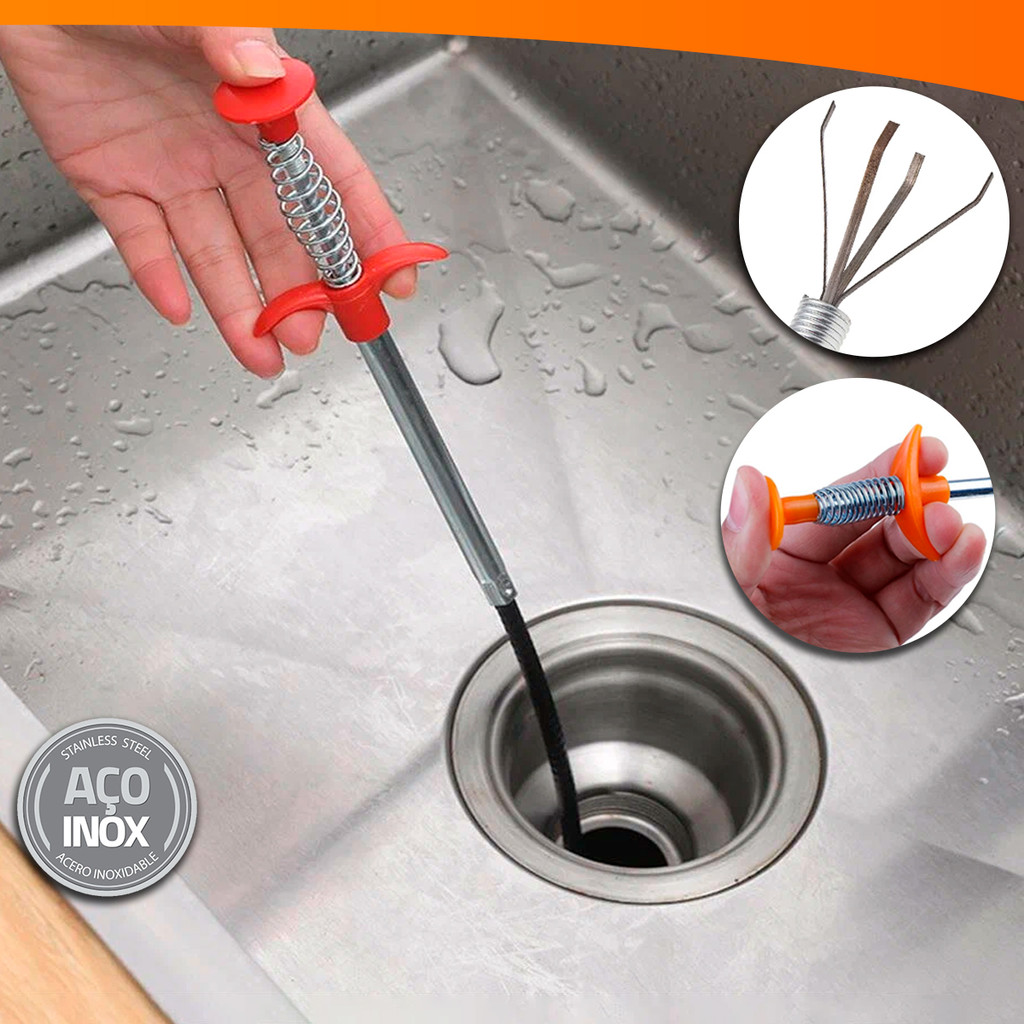 Desentupidor De Ralos Manual Com Garras Aço Inox Multiuso Pegador De Objetos